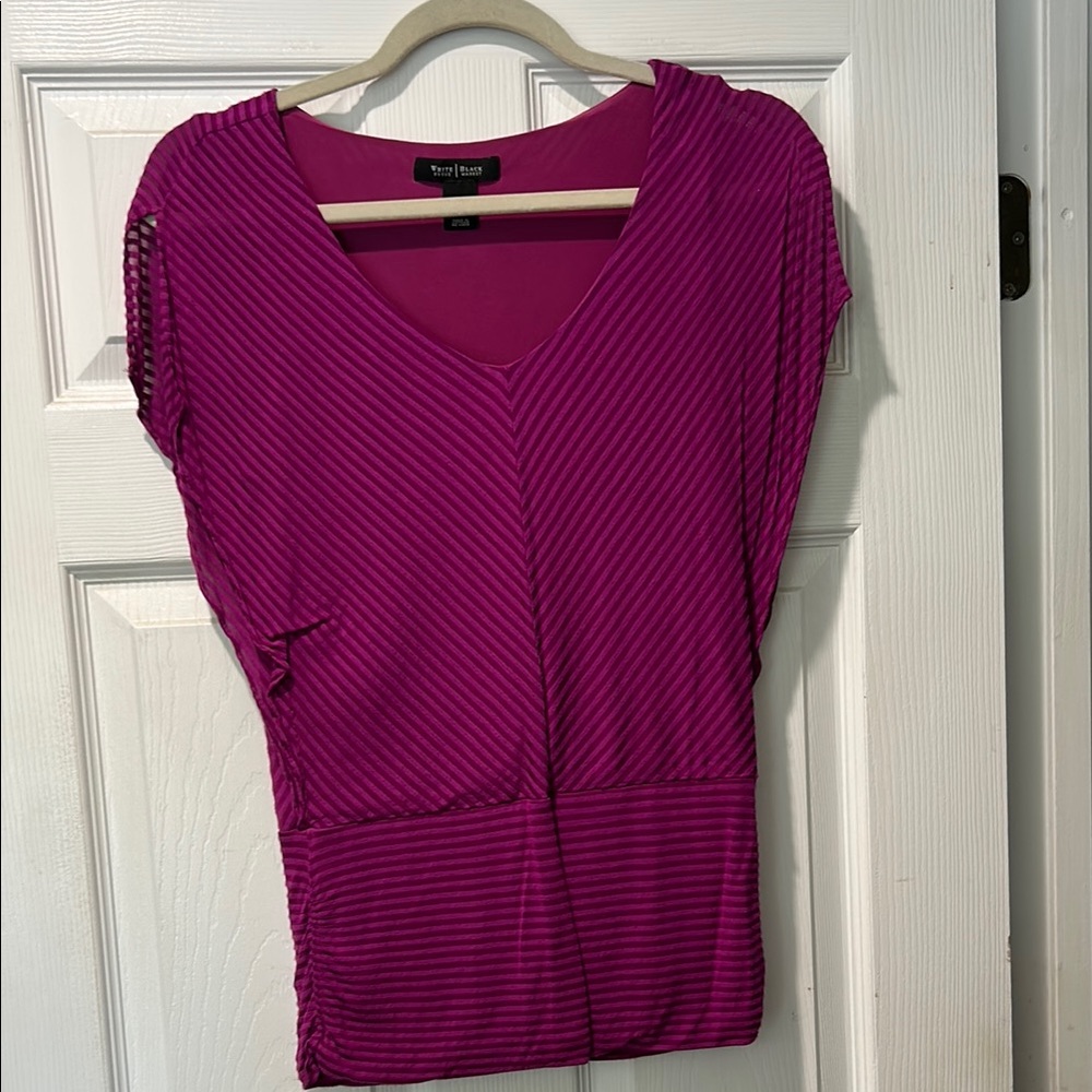 White House Black Market Pink Dolman Sleeve Ribbed Blouse